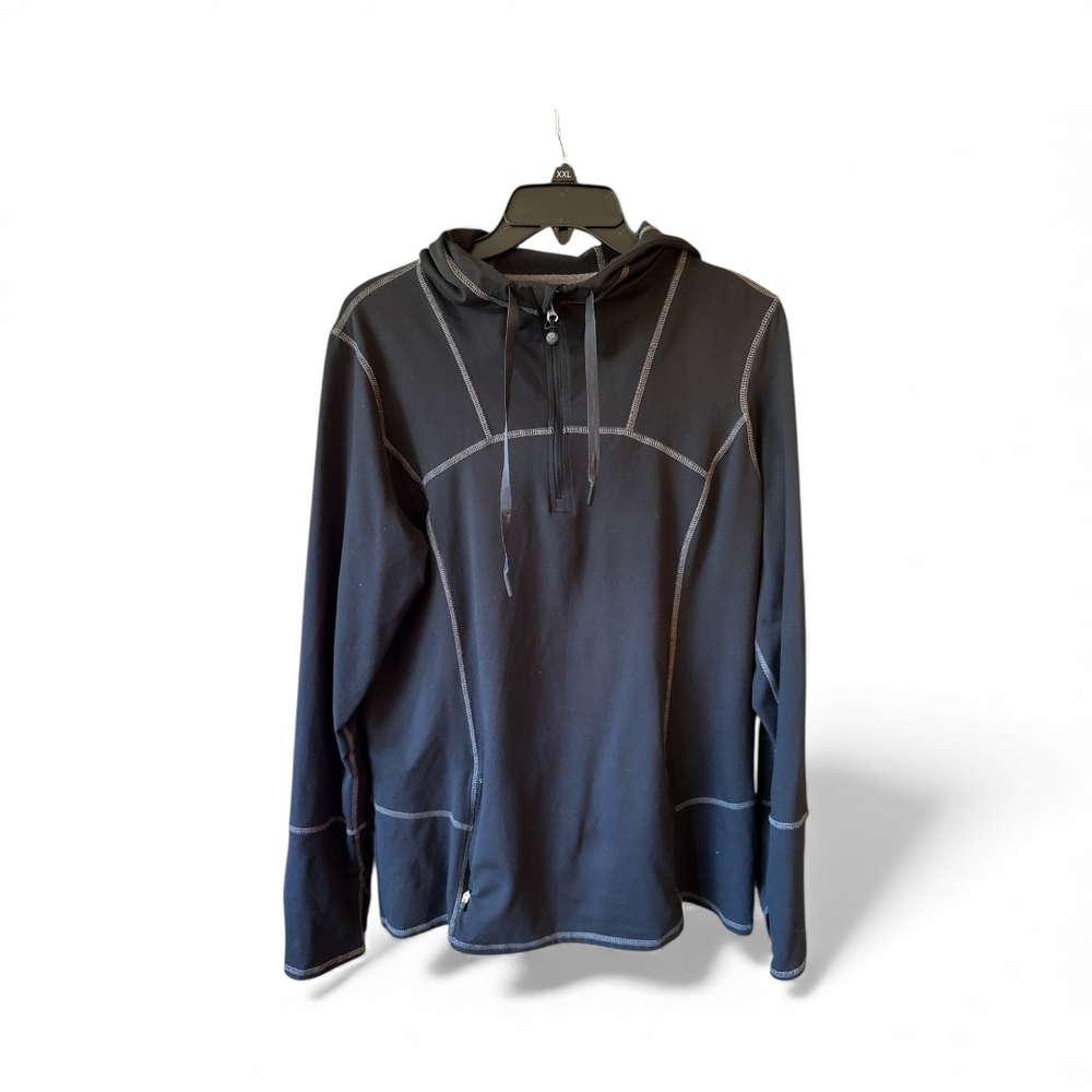 Chic Black Hoodie with White Stitching